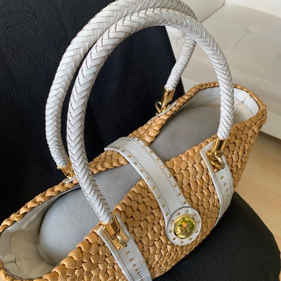 Michael Kors Santorini XL Corn Husk Basket Purse Clean Chic, Sustainable Luxury - Picture 2 of 14